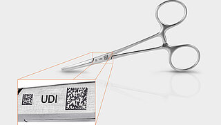 Medizinische Klemme, markiert mit UDI Code | FOBA Laser Marking Medizinische Klemme, markiert mit UDI Code