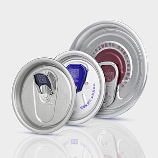 Aluminum beverage can lids, laser marked with QR-code and characters