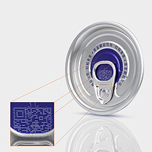 [Translate to English:] Getränkedosendeckel aus Aluminium mit komplexer scanfähiger Lasermarkierung