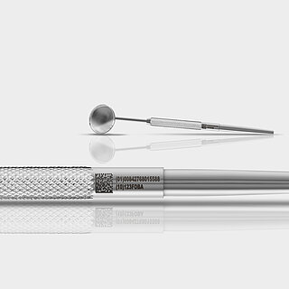 Dentalspiegel, laserbeschriftet mit UDI Code | FOBA Laser Marking